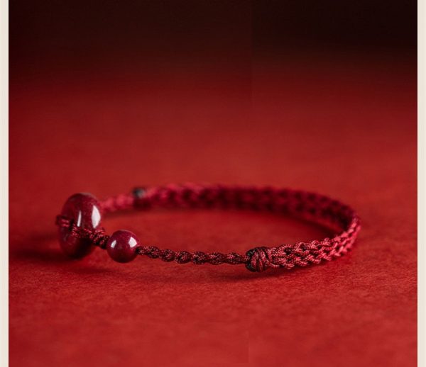 Buddha Stones Zodiac Year Cinnabar Peace Buckle Blessing Handmade String Bracelet & Anklet - Image 4